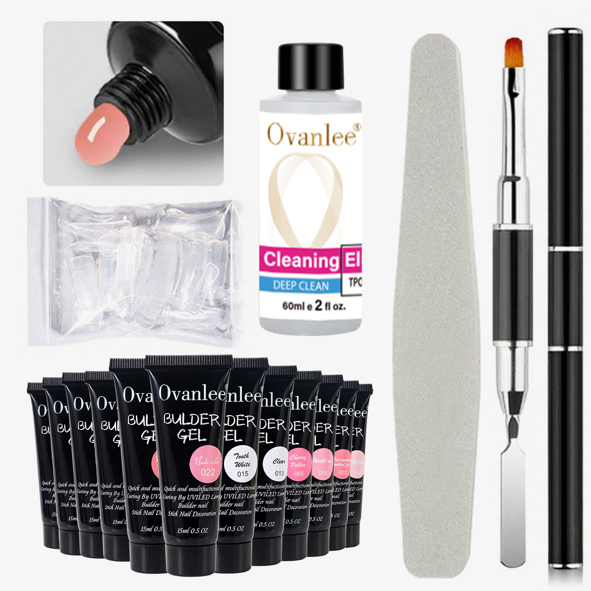 Nail Extension Form - Ovanlee 18-teiliges Nagel-Aufbaugel-Set – Formfreies Polygel