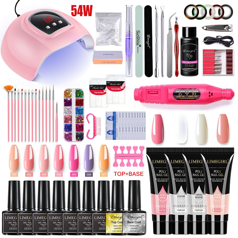 Gel Top Coat - Nagelverlängerungsset, Acryl-Gel-Nagellack, Nagellack mit UV-LED-Nagellampe, Maniküre-Set