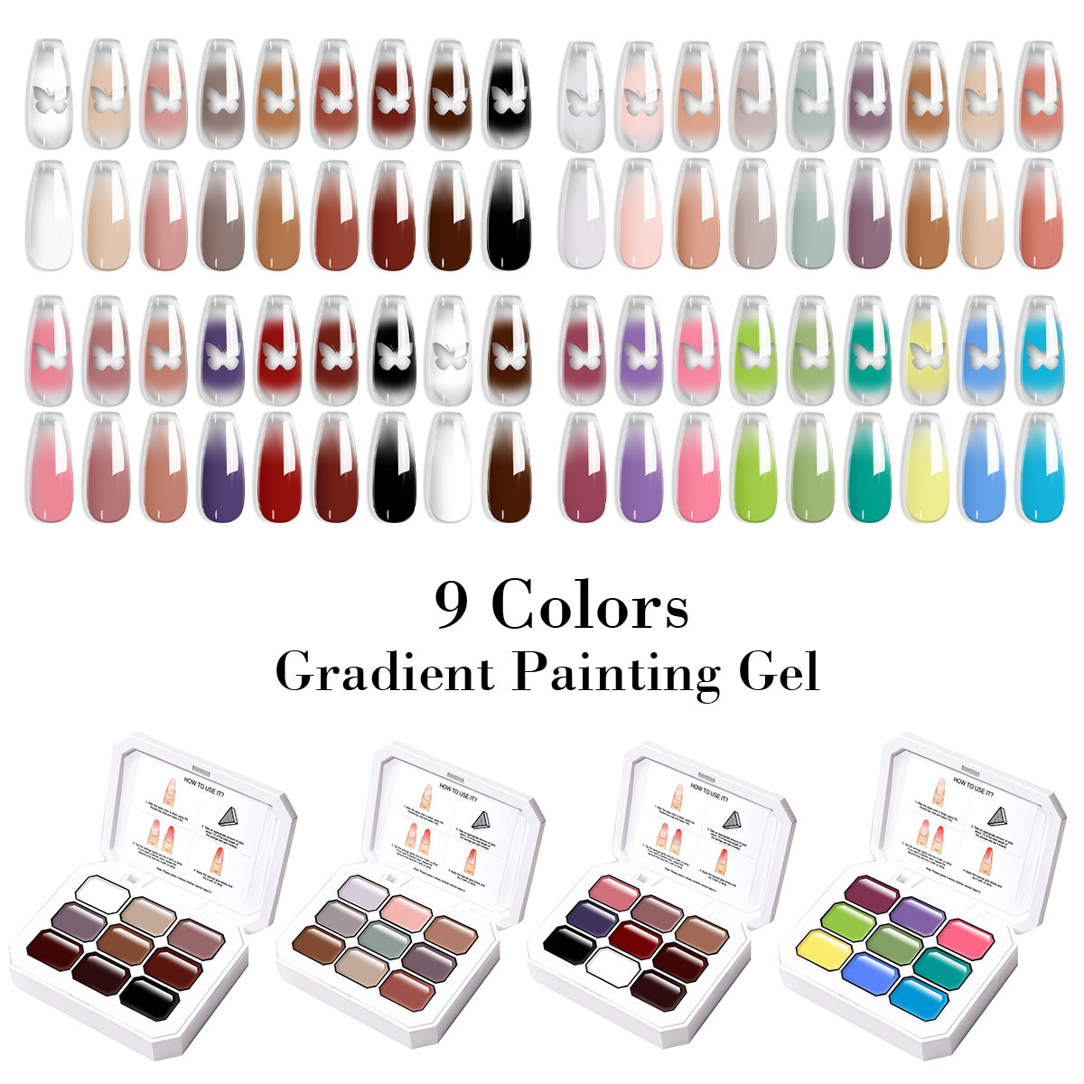 Gel Top Coat - 9-Farben Stempel- & Transfer-Gel-Nagellack – 3-in-1