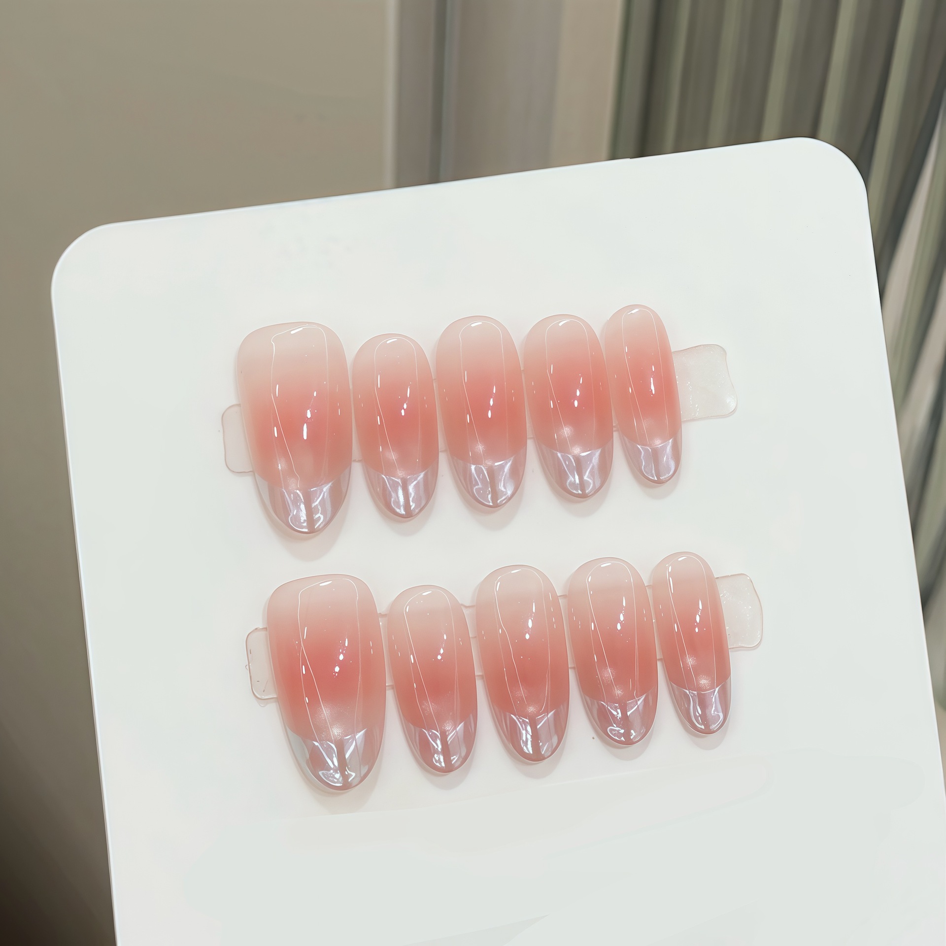 Nail Art Simple - 10 Stück reine handgepresste ovale Kunstnägel,