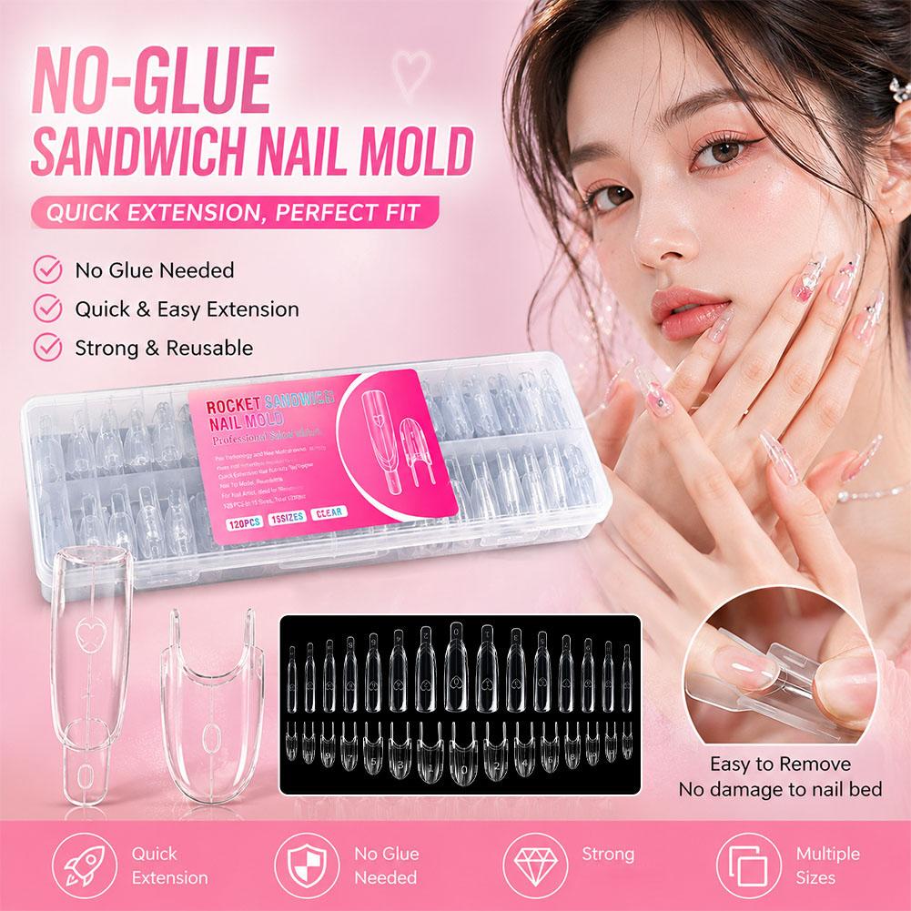 Nail Extension Form - Dual-Form-Nagelverlängerungs-Set, 120-teilig, Sandwich-System für schnelles Aufbau-UV-LED-Gel,
