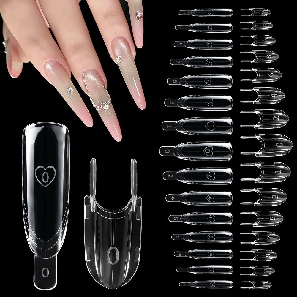 Nail Extension Form - 120 Stück Raketenförmige Sandwich-Doppel-Nagelformen, transparent, für