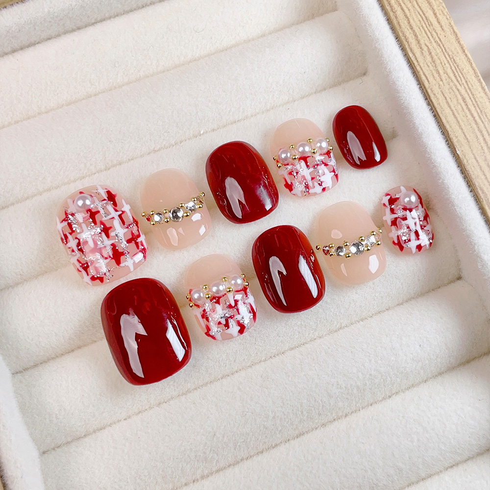 Nail Art Design - 10 Stück Kurze Quadratische Runde Handgefertigte